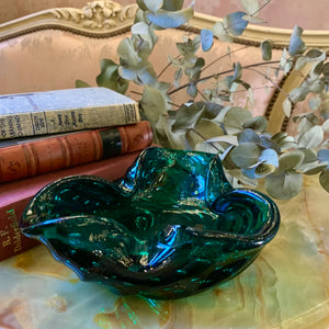 Beautiful Controlled Bubbles Emerald Green Murano Ashtray