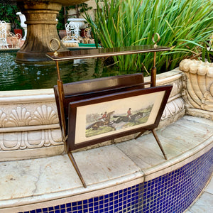 Vintage Magazine Table Rack with Brass Details