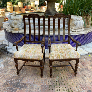 Antique Pair of Dark Wood Dining Chairs