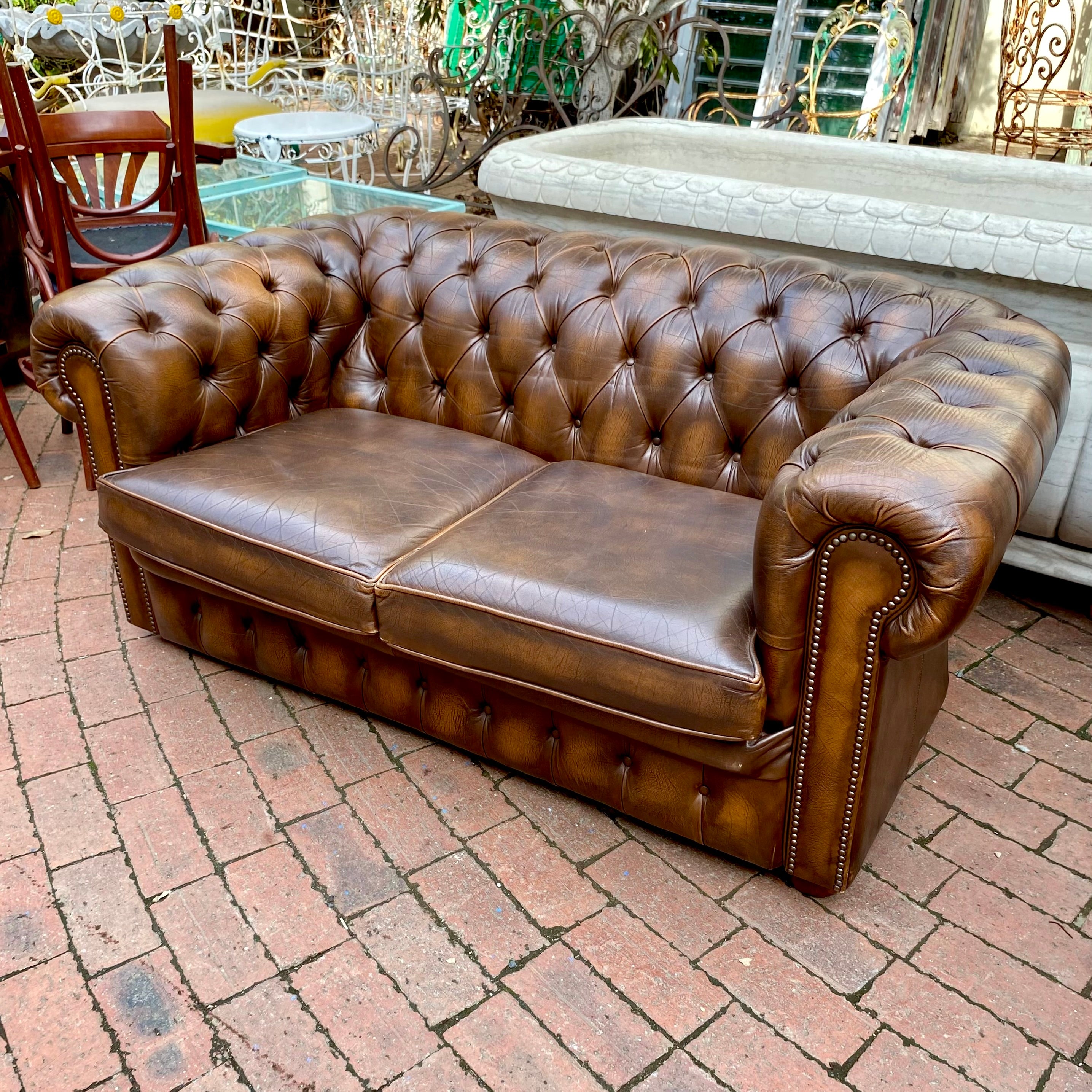 Stylish Brown Chesterfield Sofa - SOLD