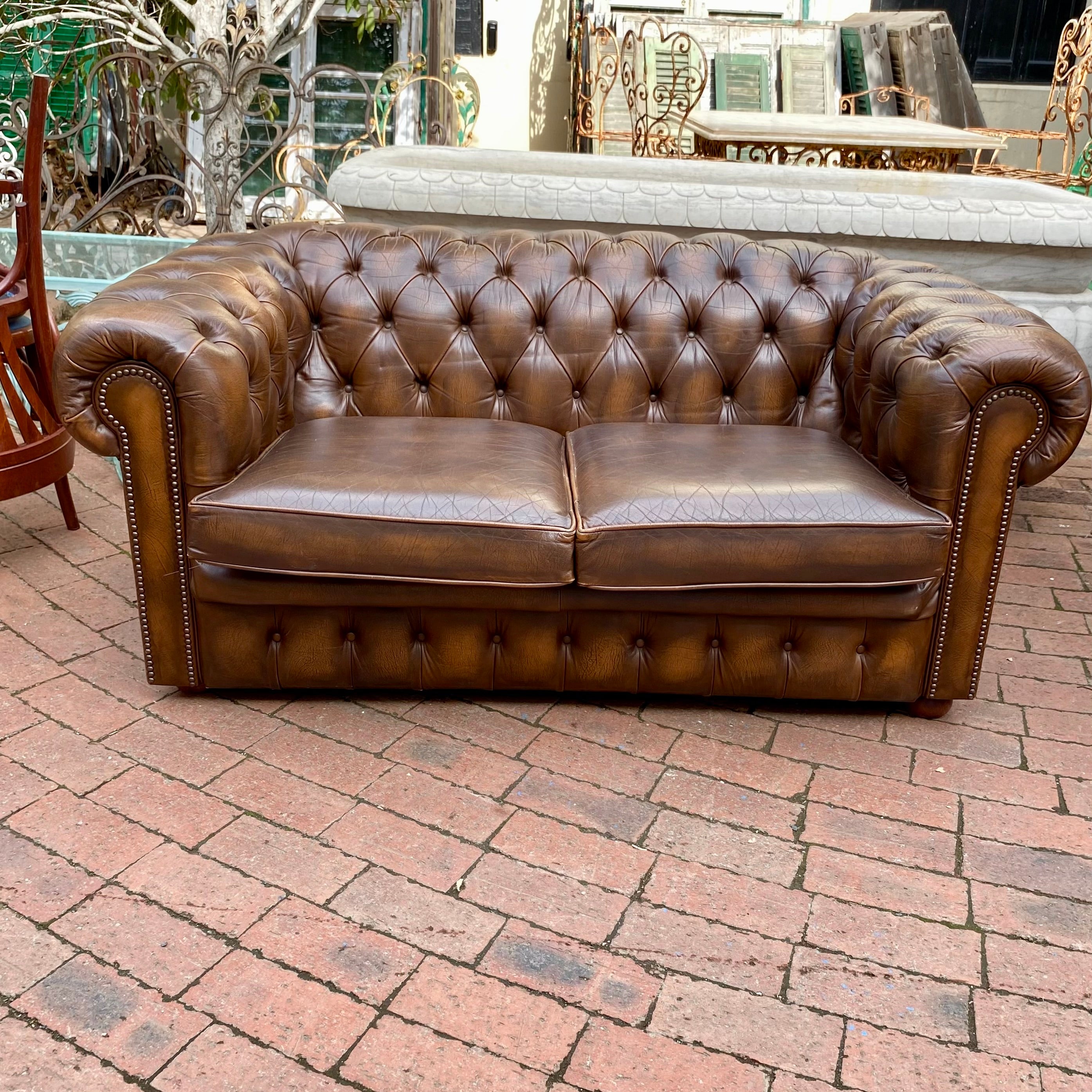 Stylish Brown Chesterfield Sofa - SOLD