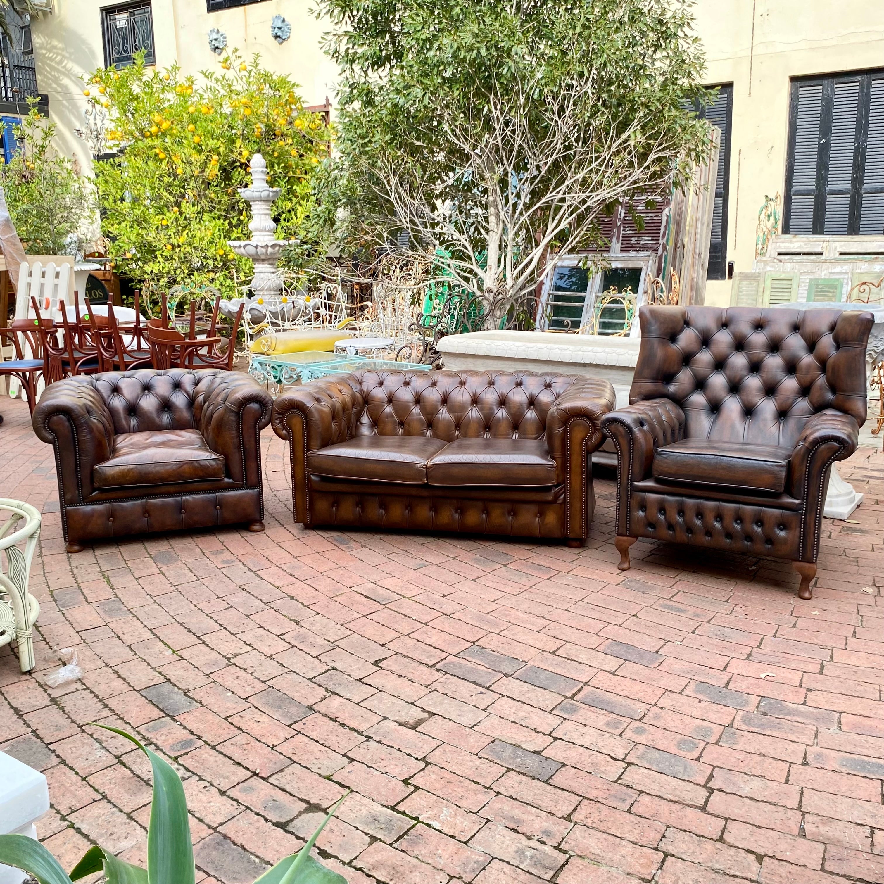 Stylish Brown Chesterfield Sofa - SOLD