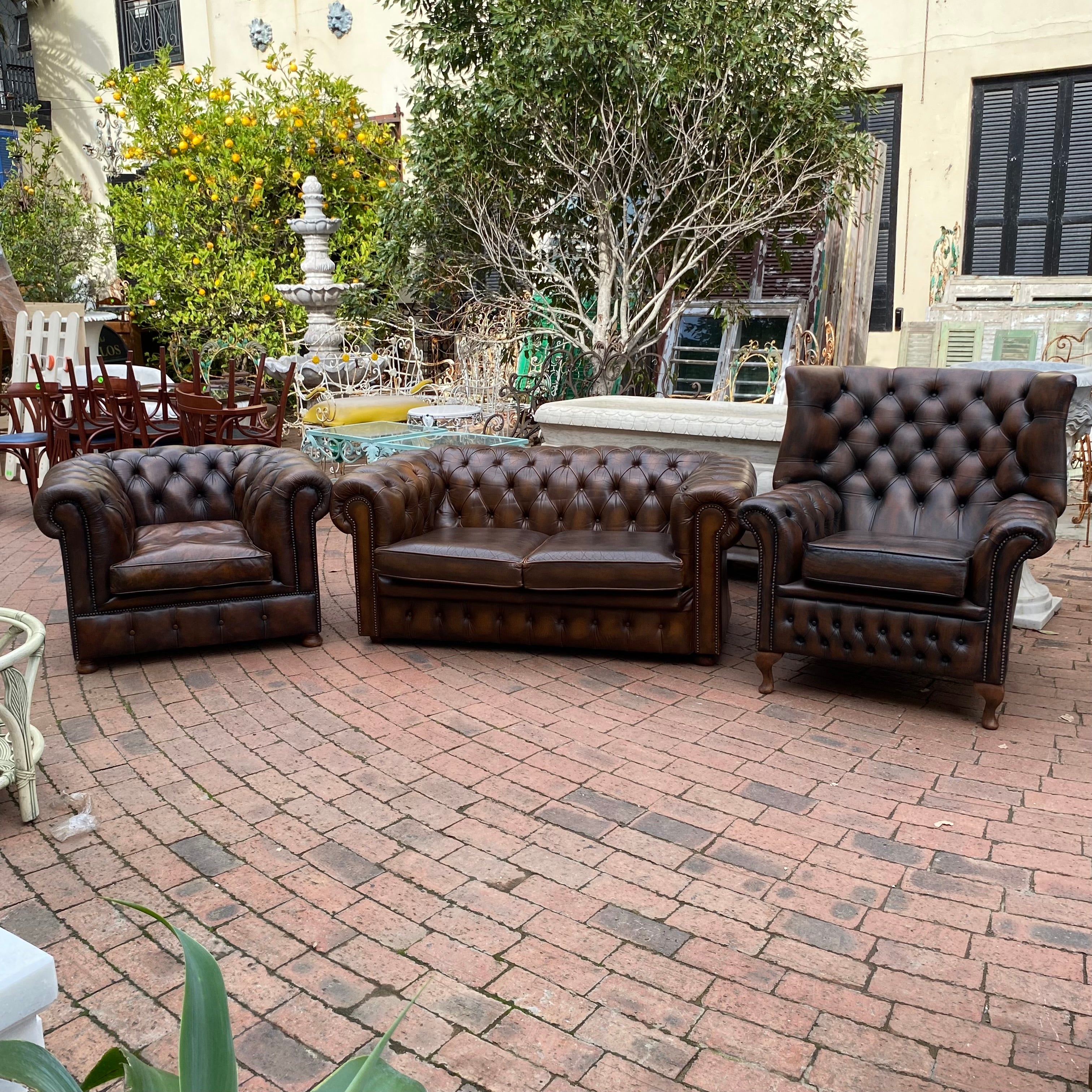 Deep Chocolate Wingback Chesterfield Armchair