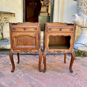 Mr & Mrs Antique Oak Bedside Pedestals - SOLD