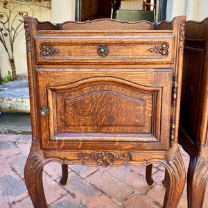 Mr & Mrs Antique Oak Bedside Pedestals - SOLD