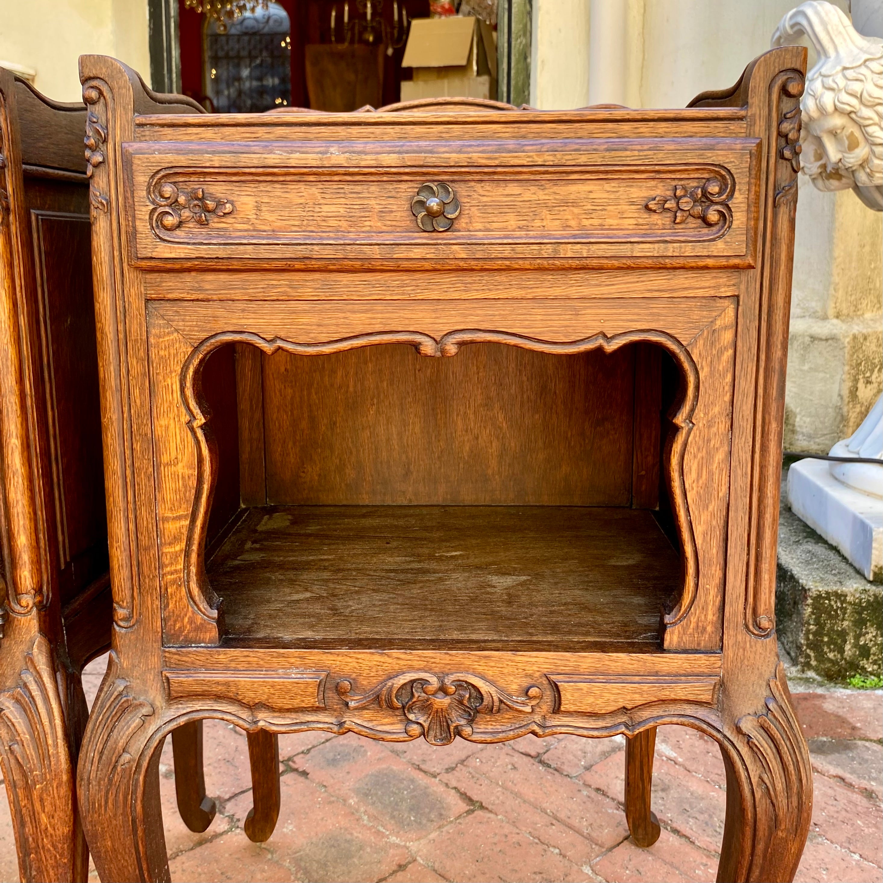 Mr & Mrs Antique Oak Bedside Pedestals - SOLD