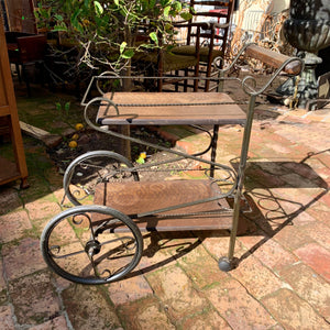 Small Wrought Iron and Oak Drinks Trolley