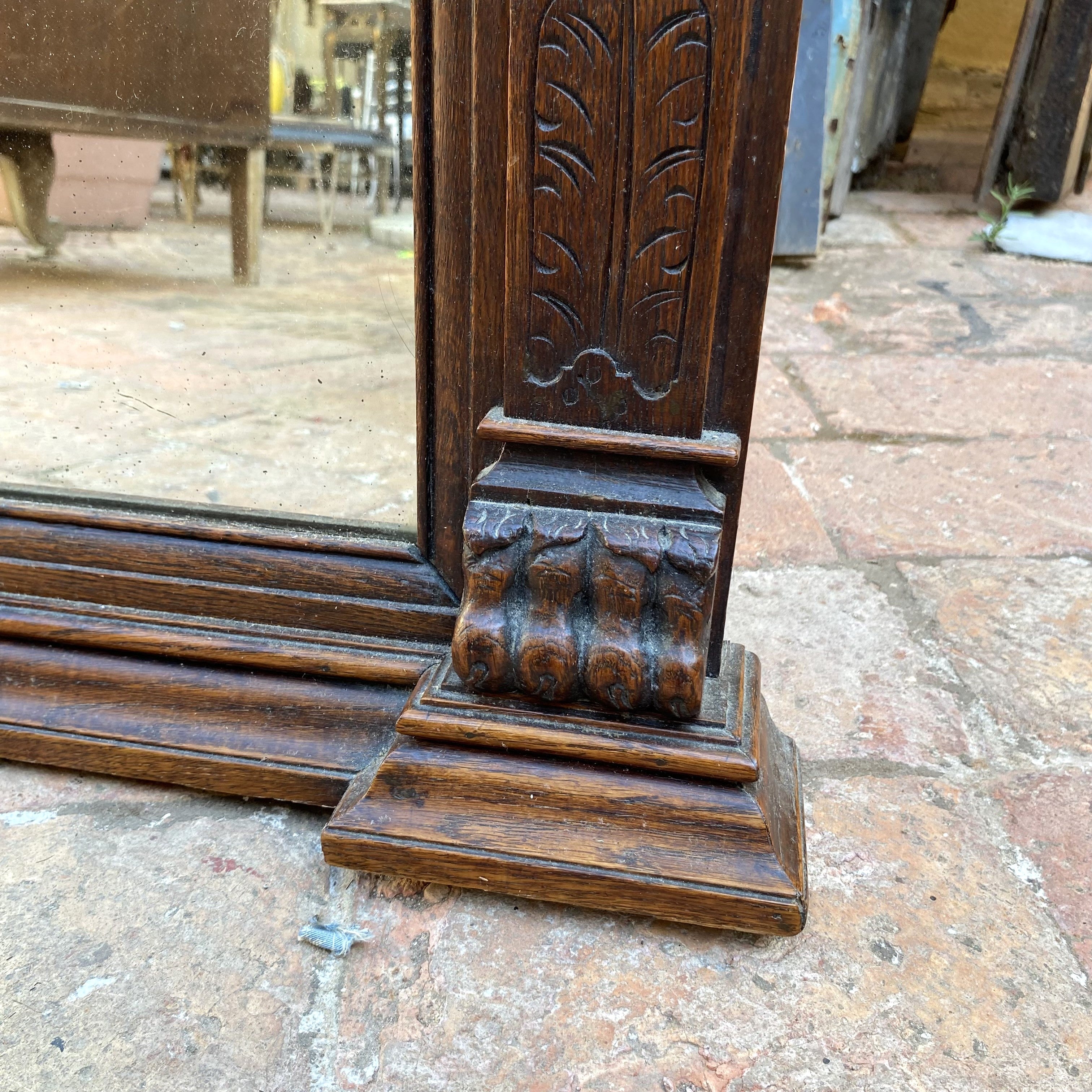 Classic Antique French Oak Mirror