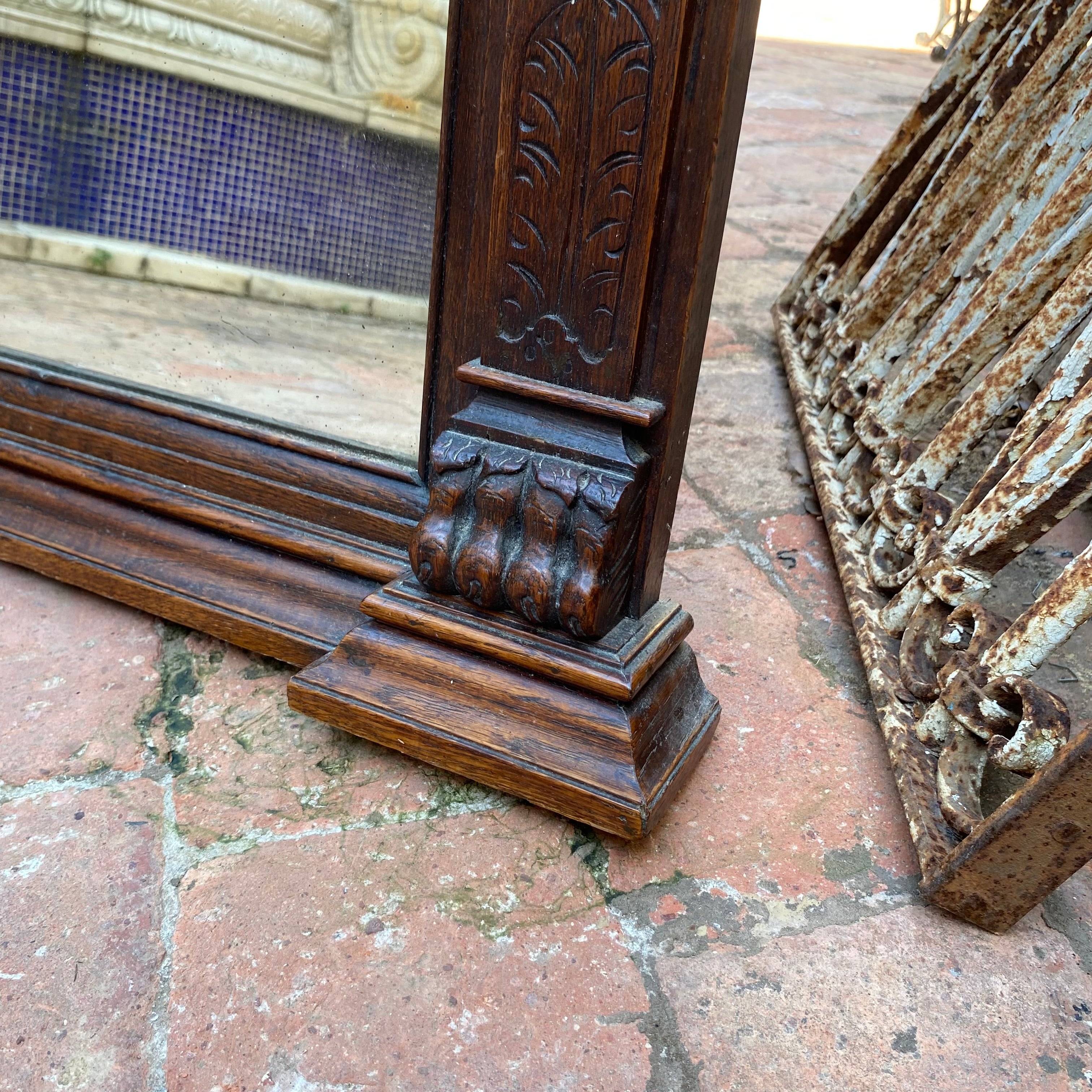 Classic Antique French Oak Mirror