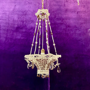 Pretty Plum Antique Chandelier with Original Crystals