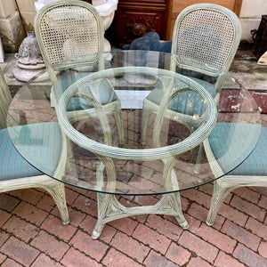 Vintage Cane Upholstered Dining Set