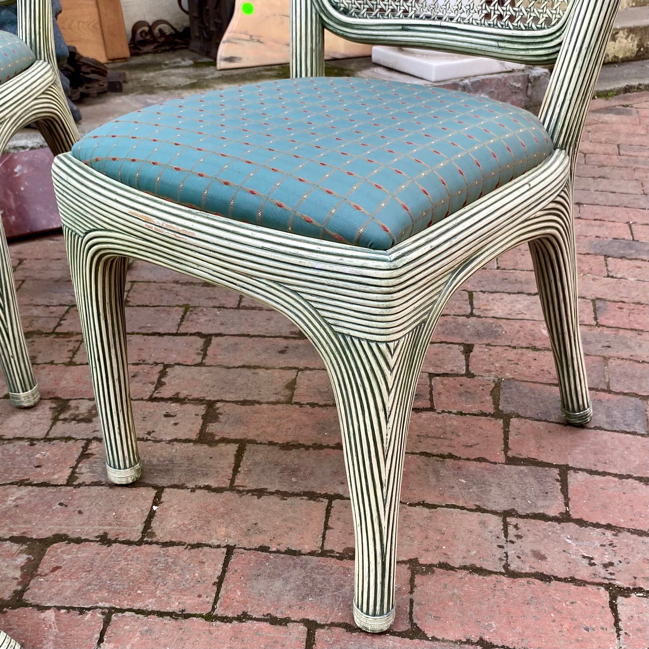 Vintage Cane Upholstered Dining Set