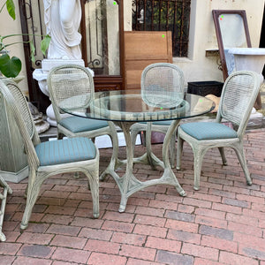 Vintage Cane Upholstered Dining Set