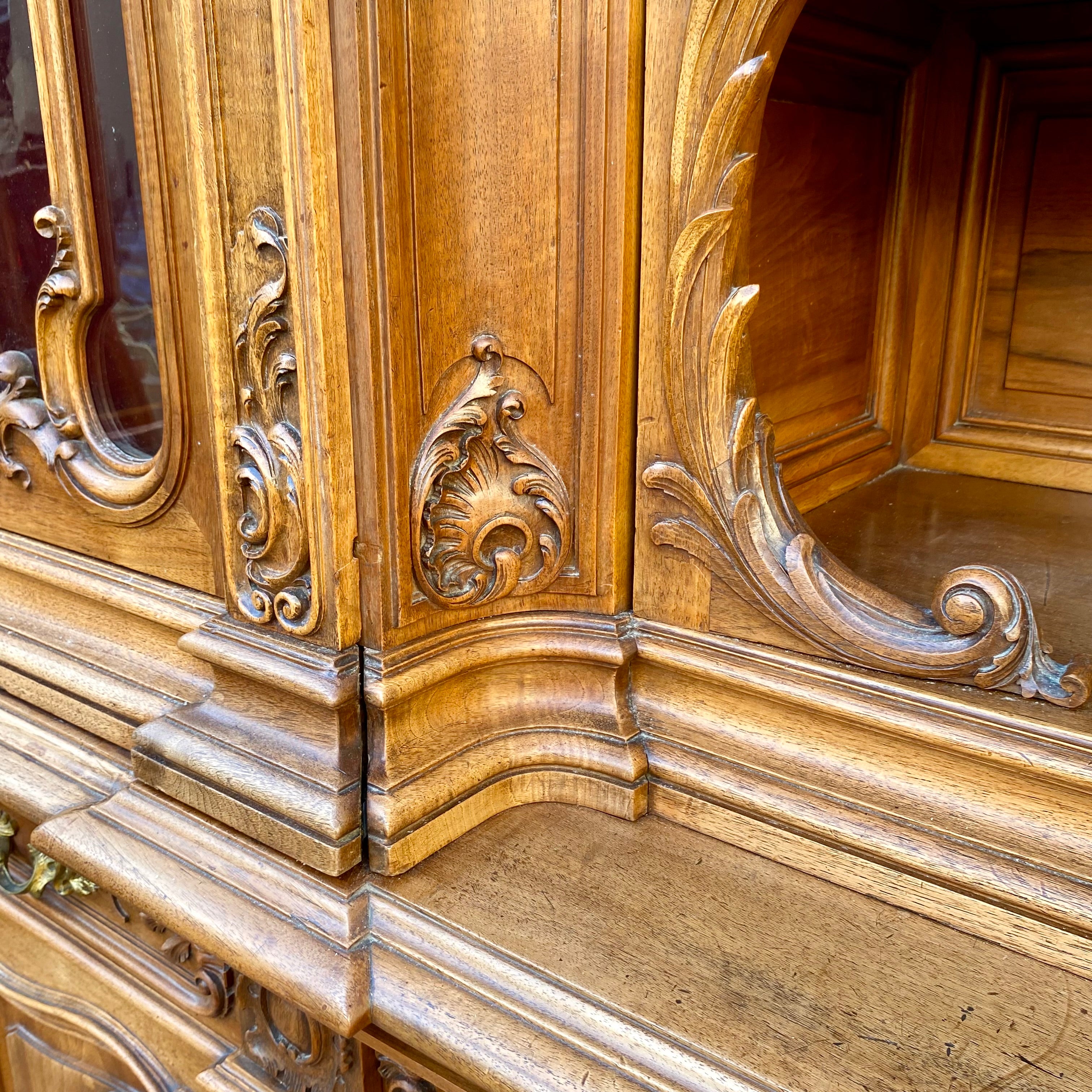 Incredible Antique Art Nouveau Walnut Display Unit