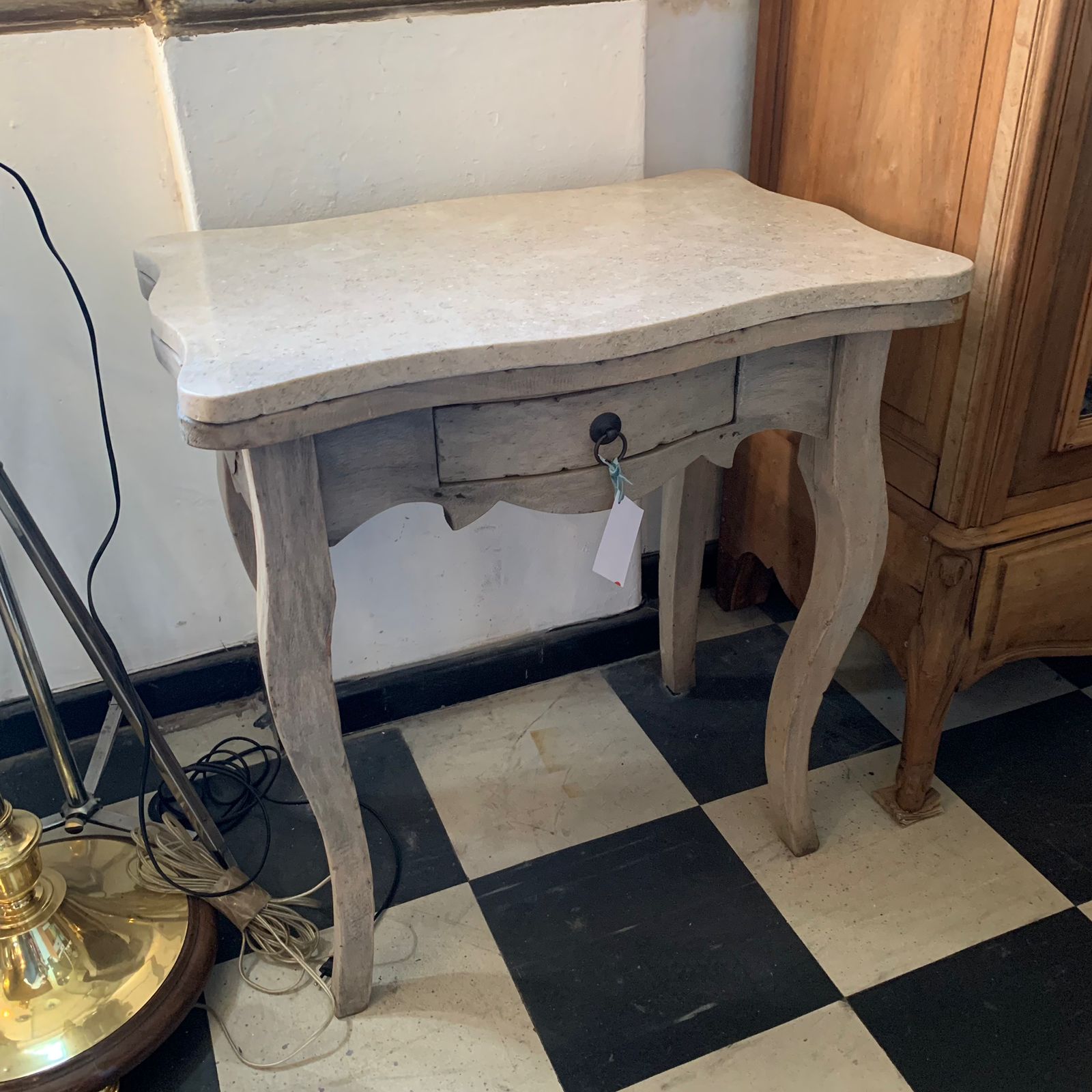 Stained Mahogany Bedside Pedestal with Marble Top - SOLD