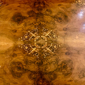 Antique Oval Burr Walnut Inlaid Dining Room Table - SOLD