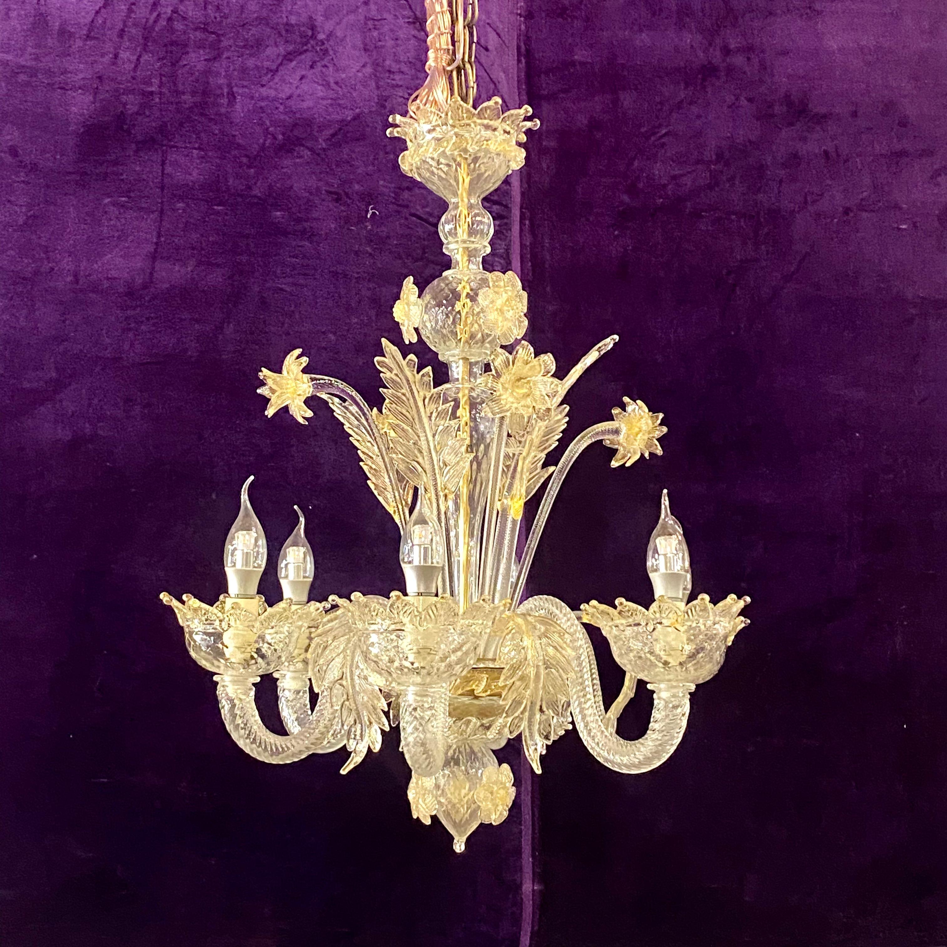 Elegant Gold Antique Murano Chandelier - SOLD