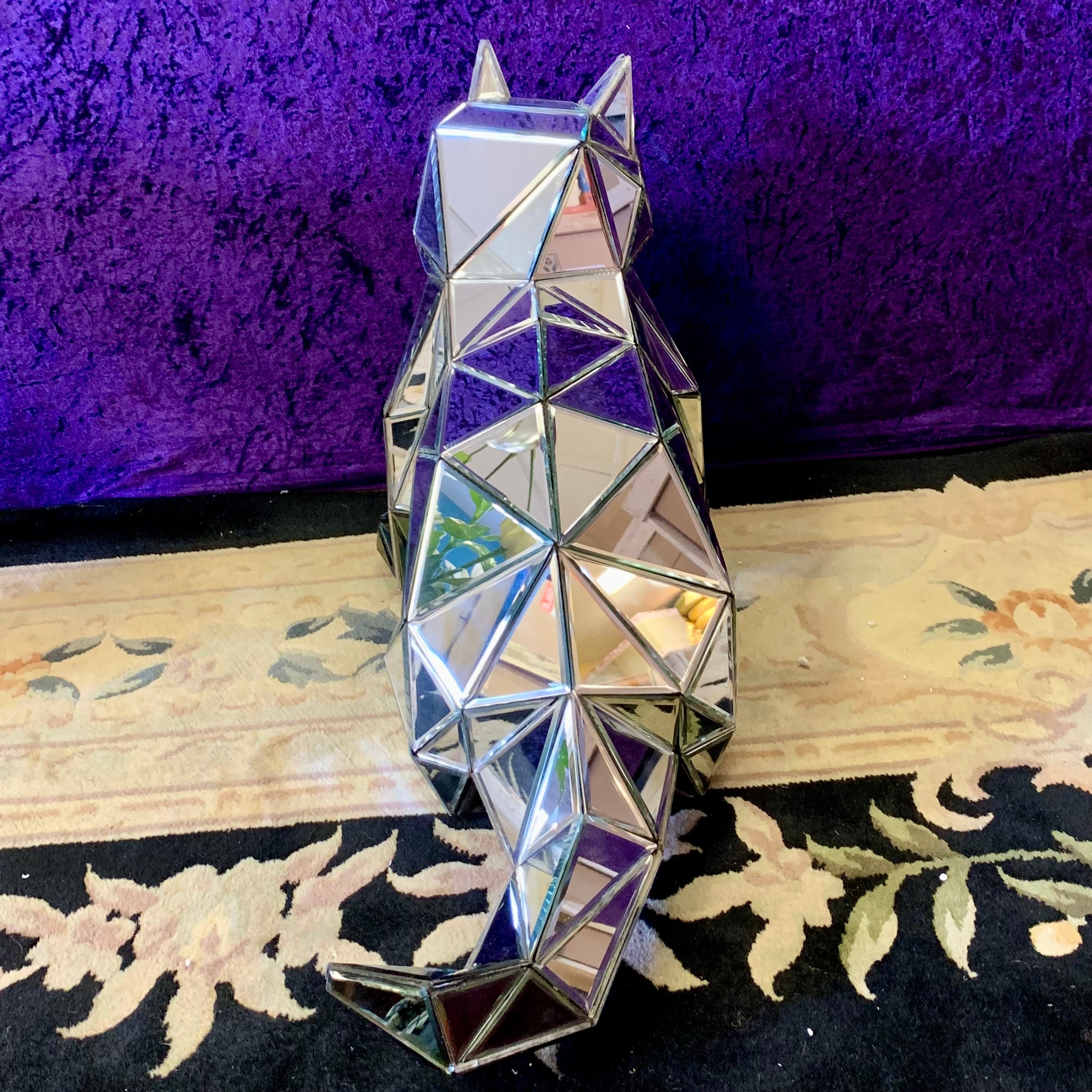 Faceted Mirrored Husky Dog Figurine