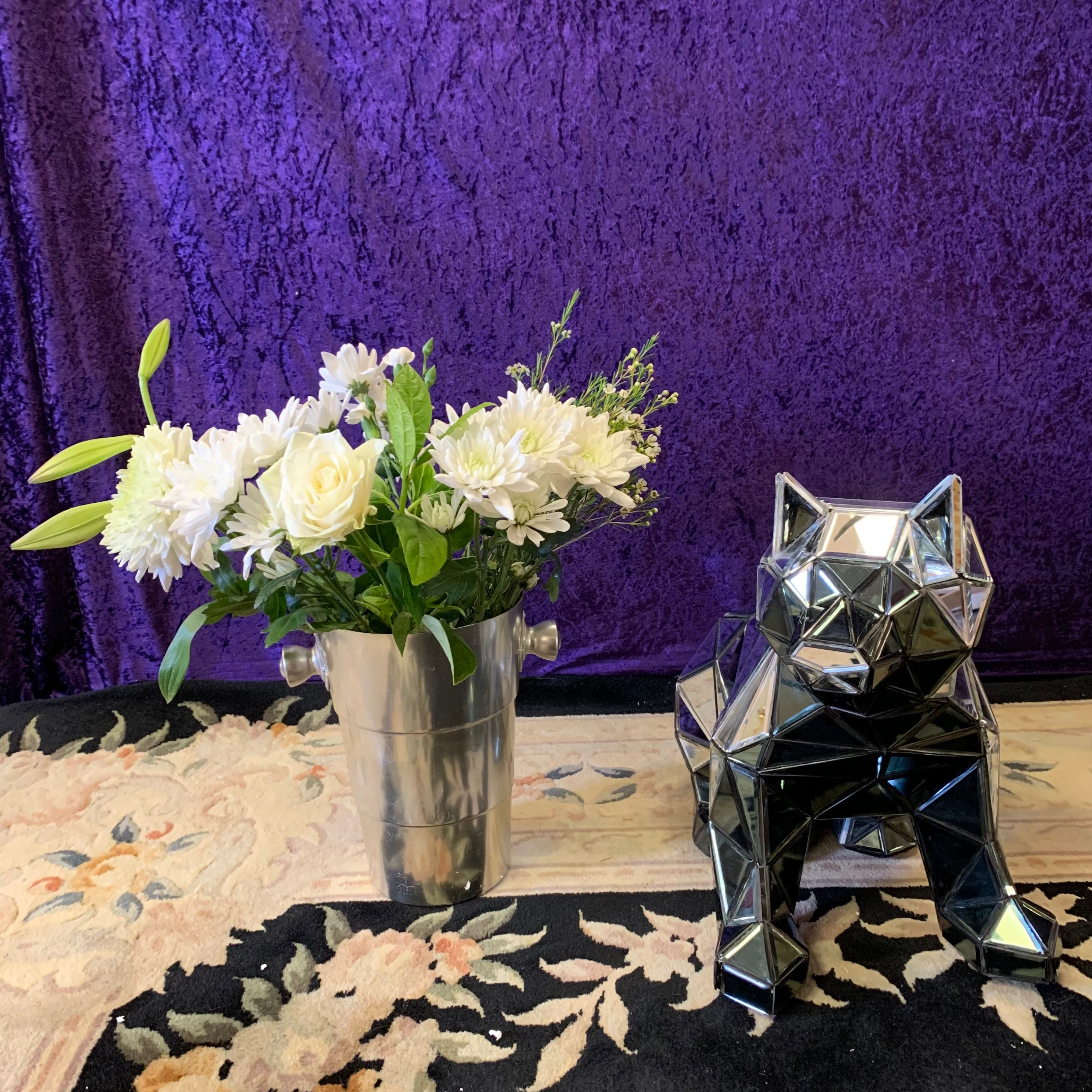 Faceted Mirrored Husky Dog Figurine