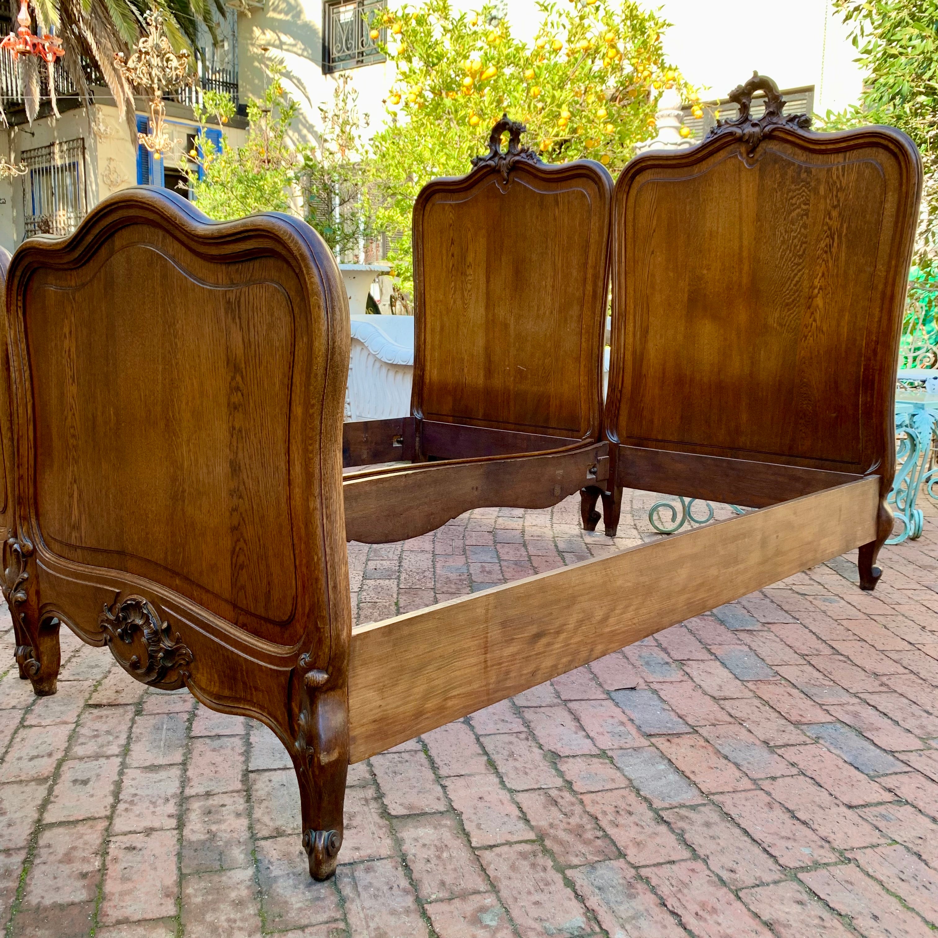 Pair of Antique Oak Single Bed Frames