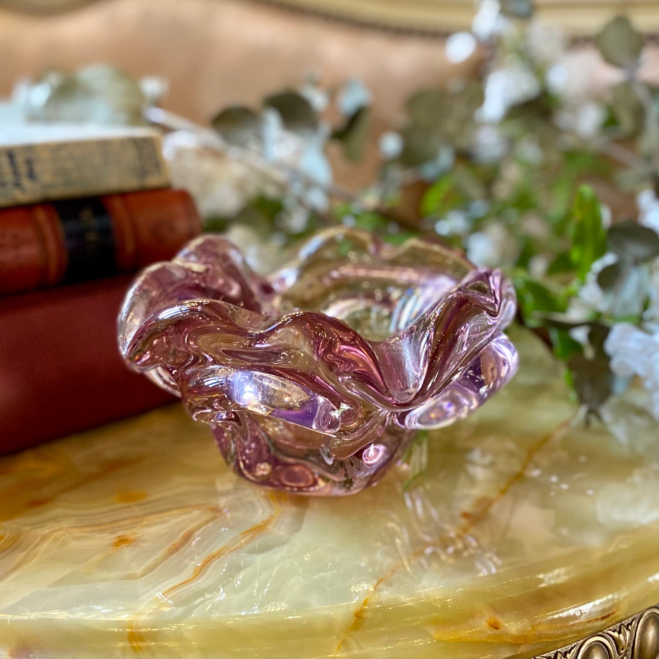 Gorgeous Lilac Blooming Murano Ashtray - SOLD