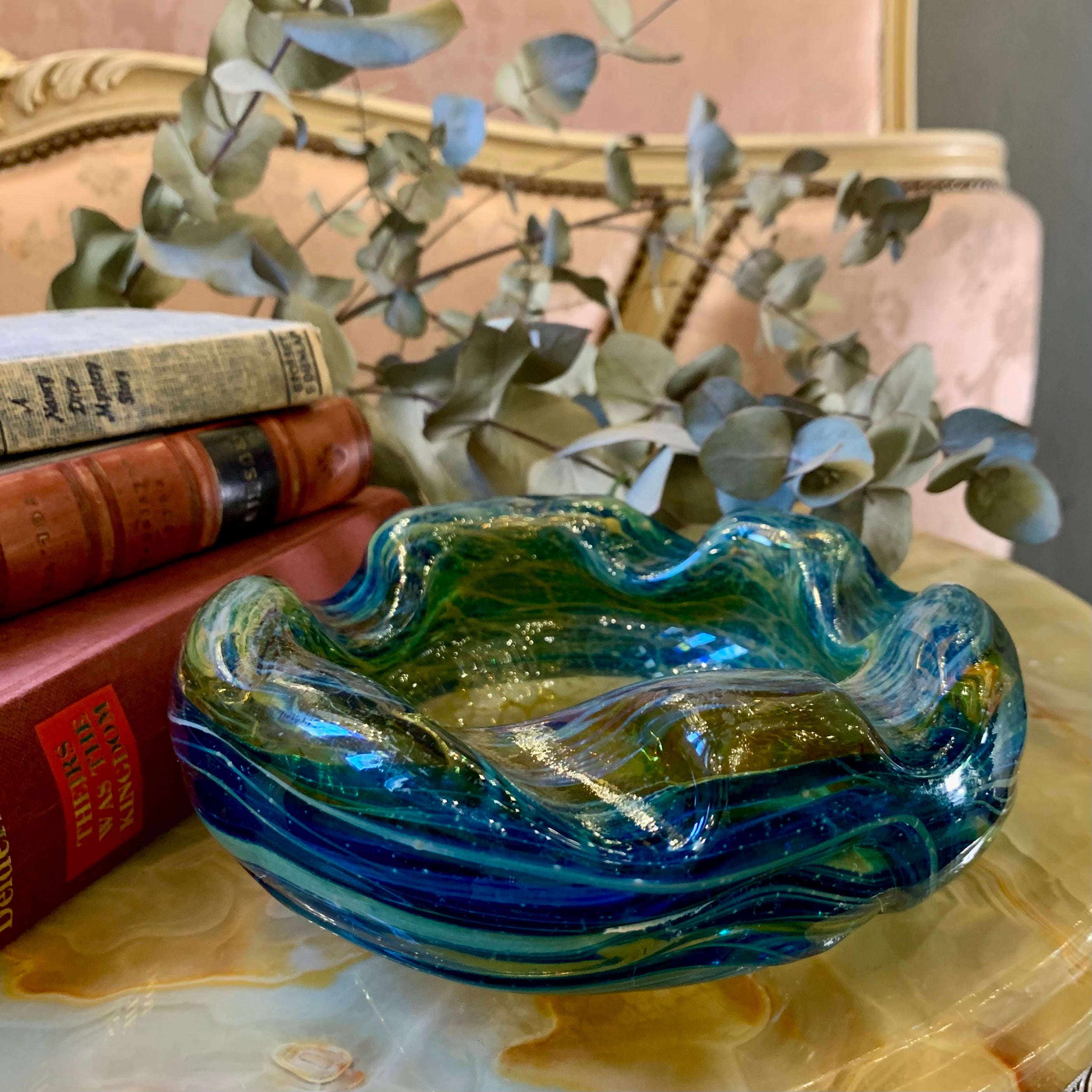 Incredible! Swirled Ocean Blue Murano Bowl