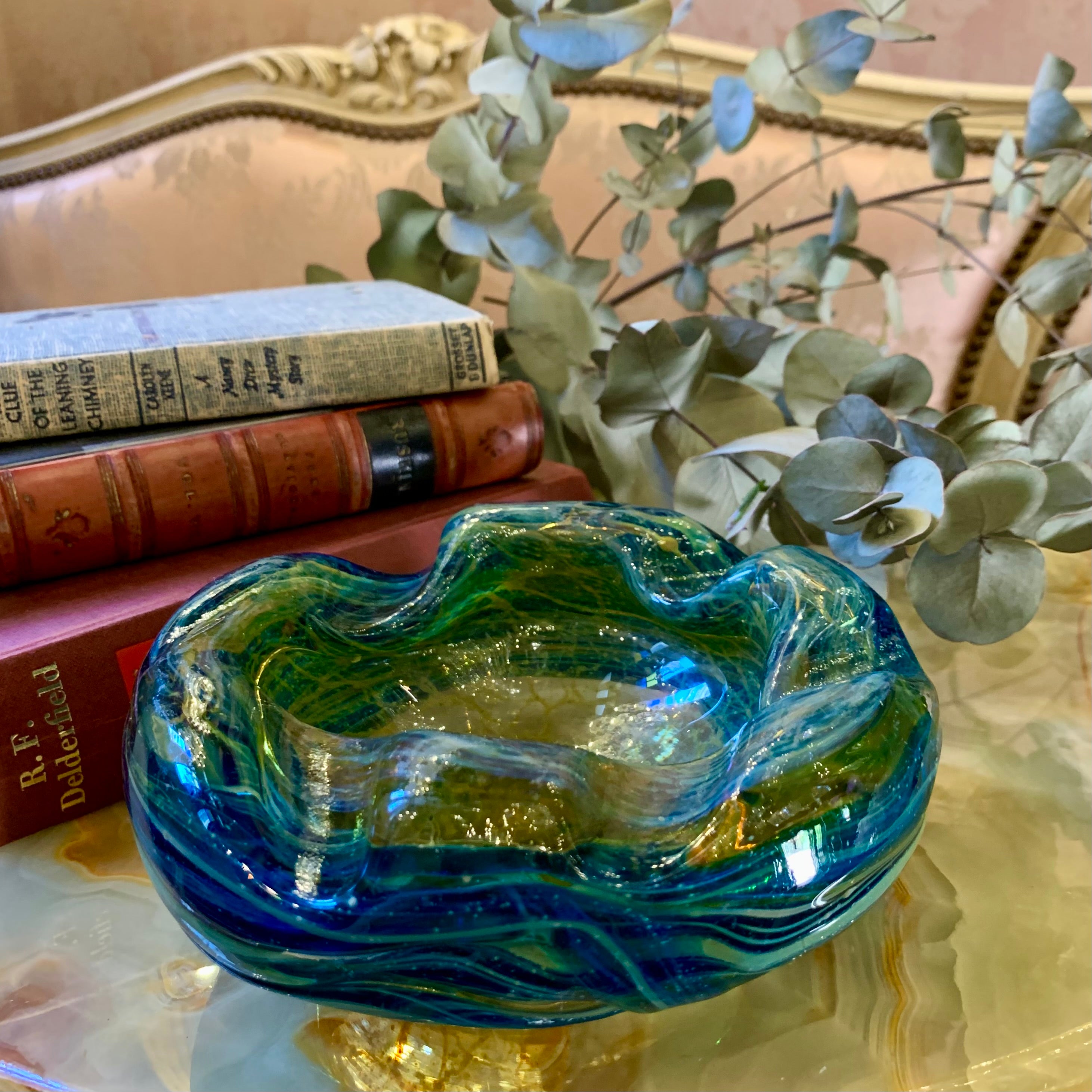 Incredible! Swirled Ocean Blue Murano Bowl