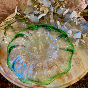 Large Green Rimmed Murano Dish - SOLD