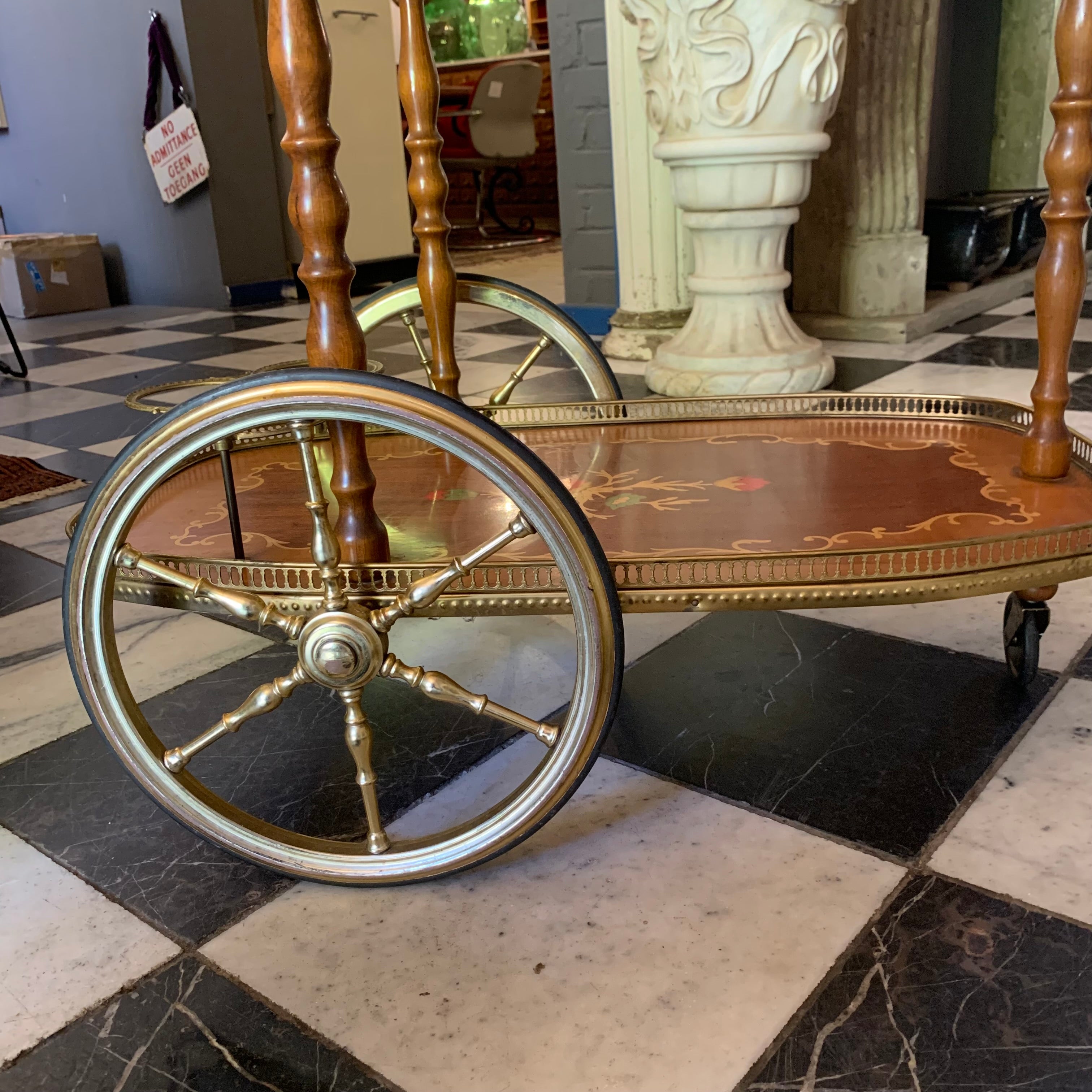 Vintage Inlaid Drinks Trolley