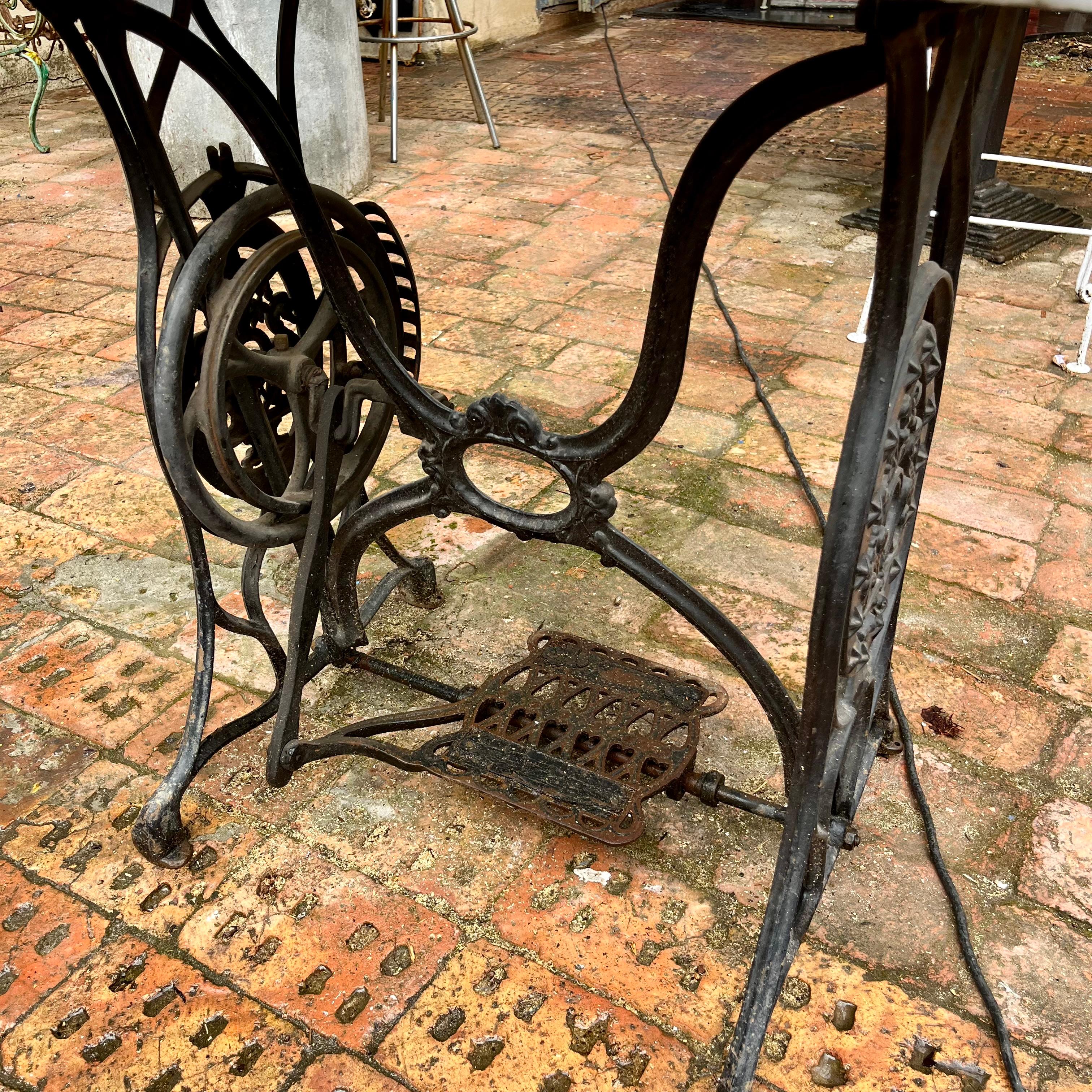 Out Door Marble and Cast Iron Sewing Machine Table