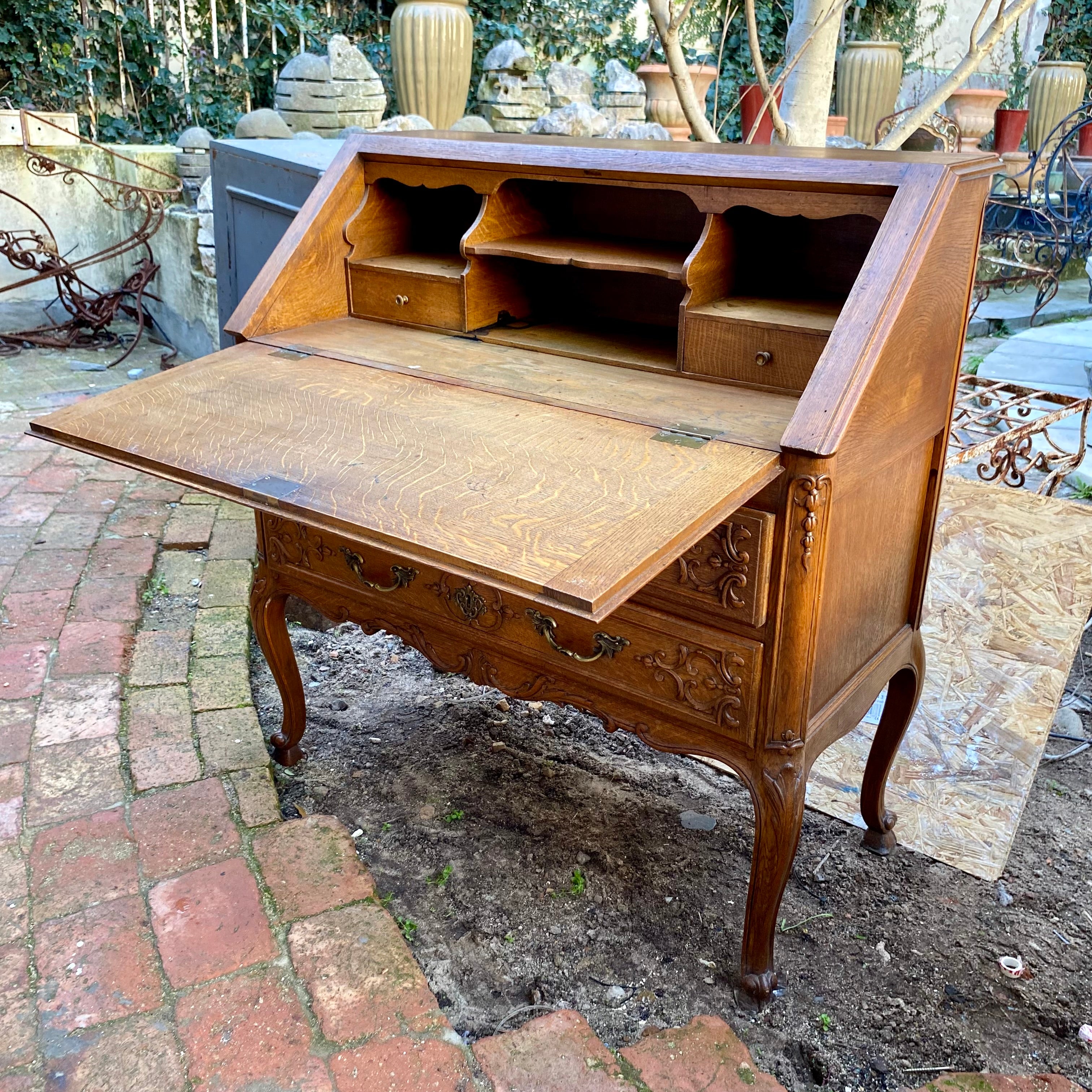 Antique French Oak Writing Bureau