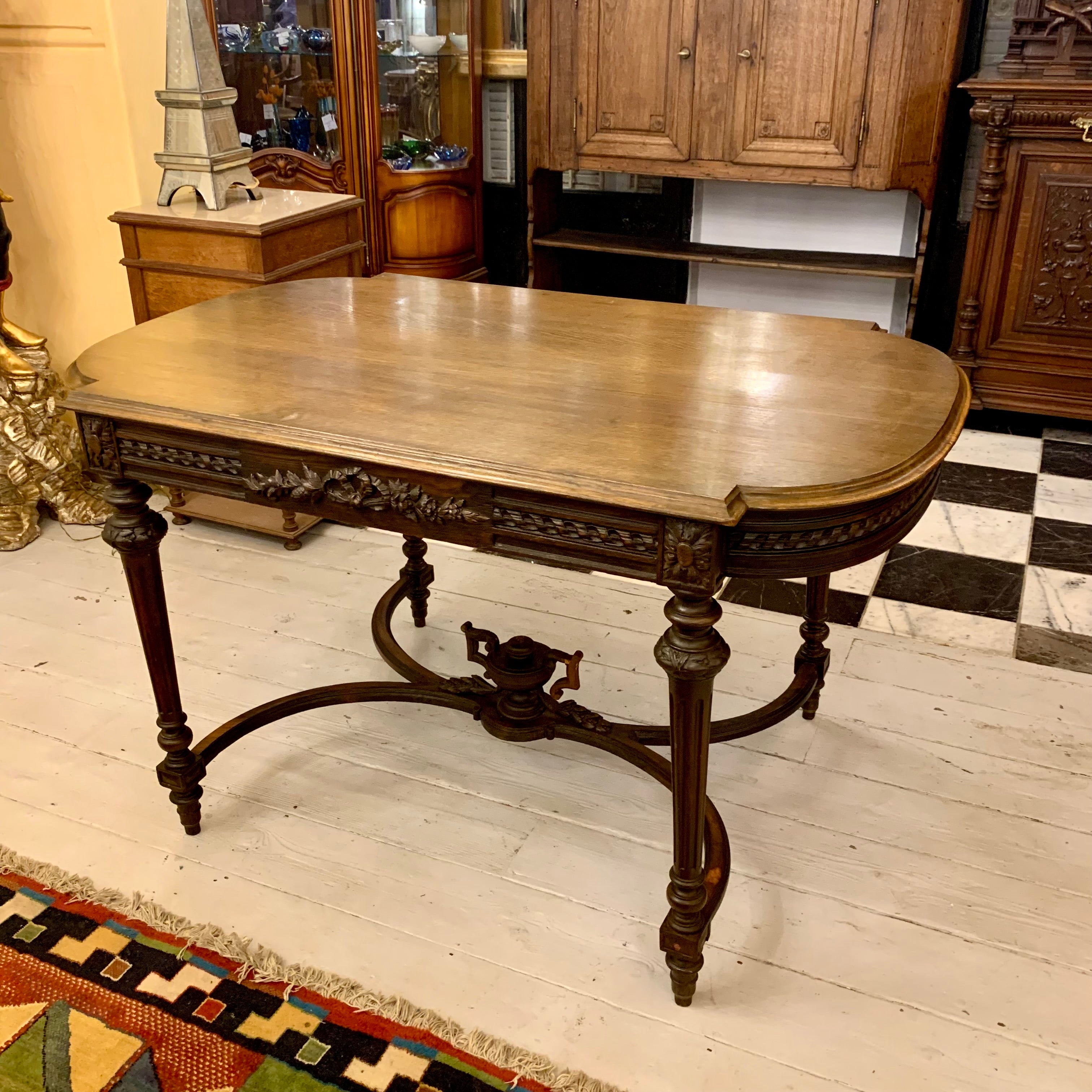 Stunning Antique Hand Carved Oak Dining Table