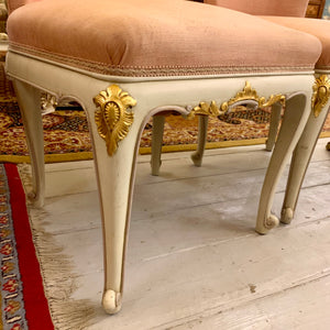 Pair of Vintage Cream and Peach Salon Chairs