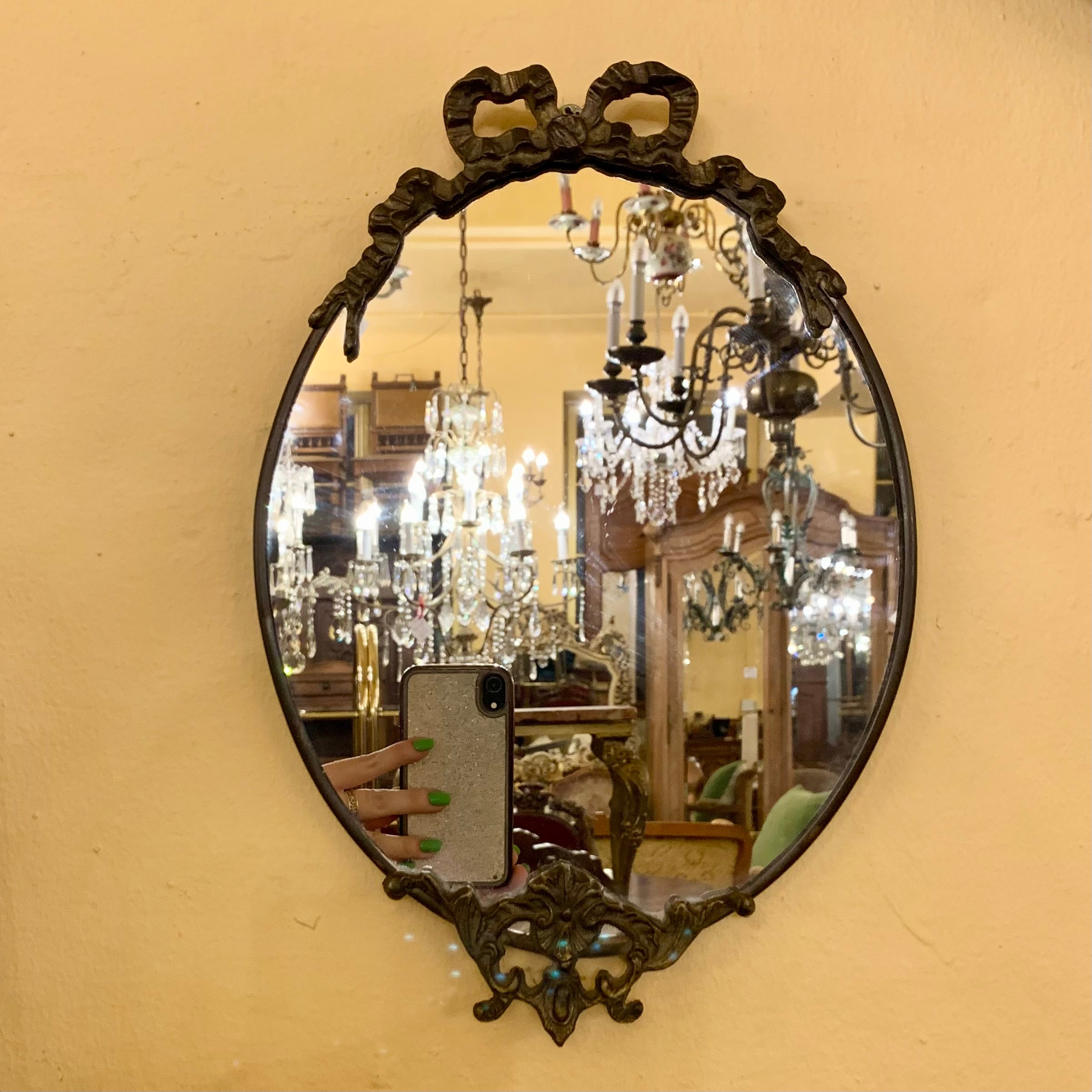 Small and Dainty Cast Brass Mirror