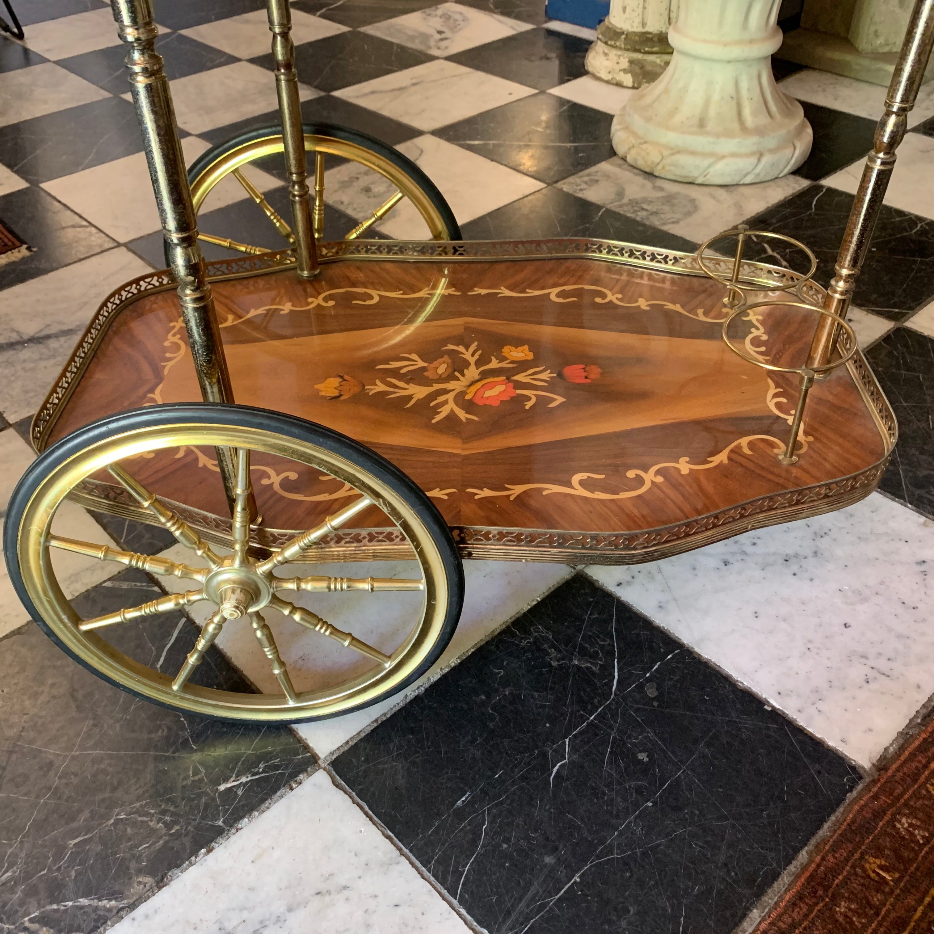 Vintage Inlaid Drinks Trolley