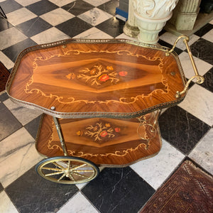 Vintage Inlaid Drinks Trolley