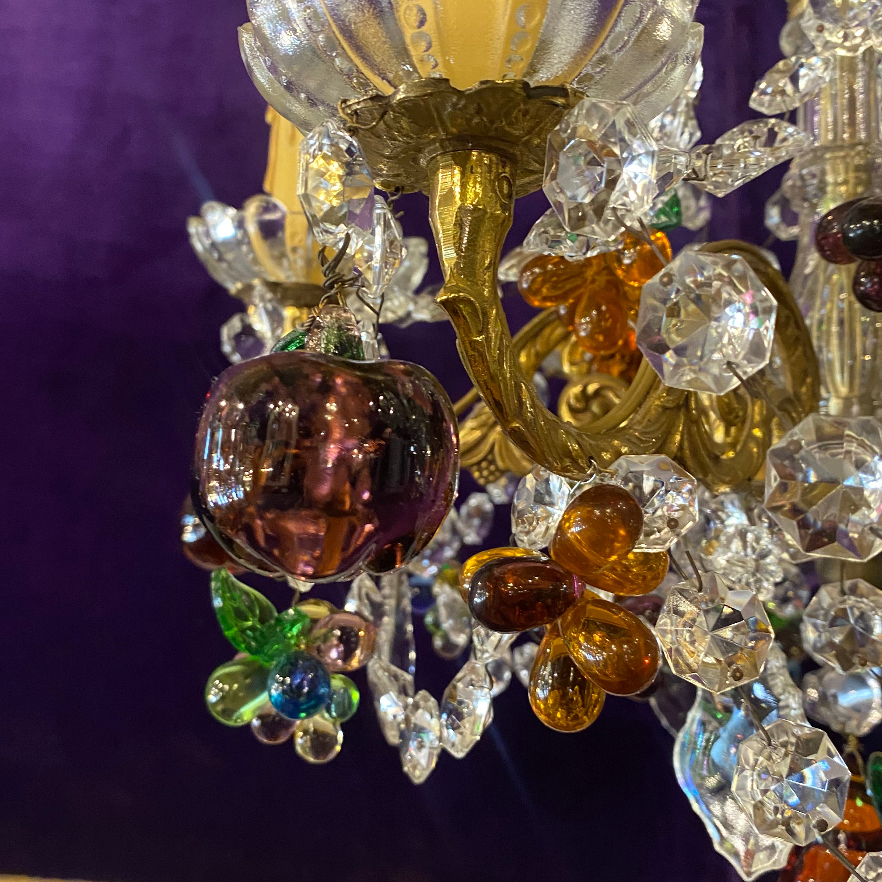 Stunning Antique Italian Blown Glass Fruits Chandelier