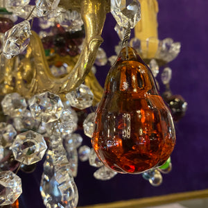 Stunning Antique Italian Blown Glass Fruits Chandelier