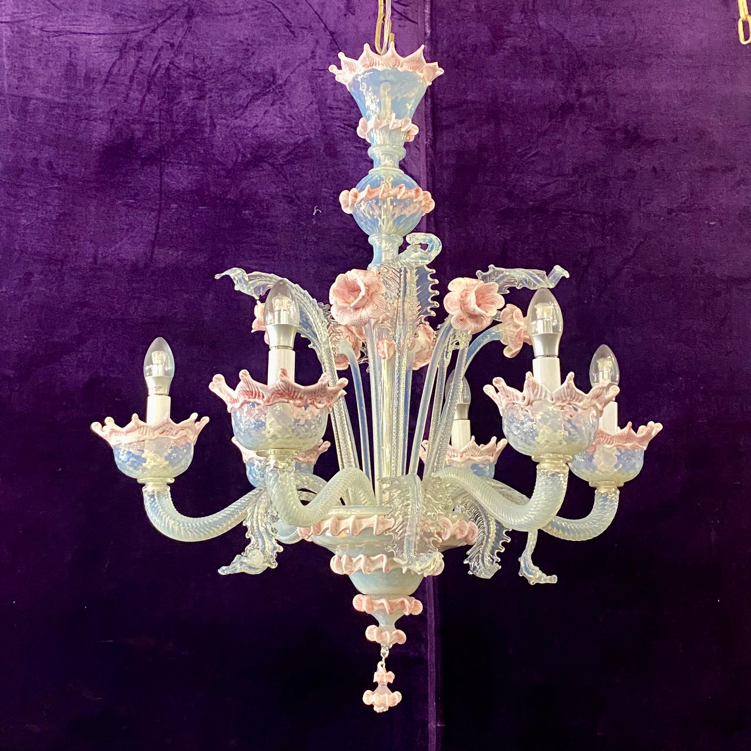 Fabulous Baby Pink Murano Chandelier