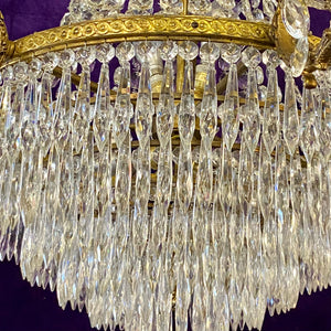 Antique Gilt Metal and Crystal Neoclassical Chandelier