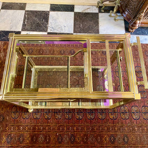 Amazing Vintage Brass and Glass Drinks Trolley