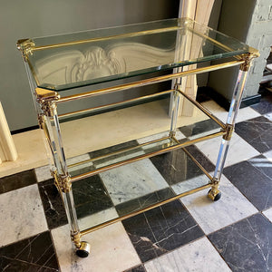 1960's Brass and Glass Drinks Trolley - SOLD