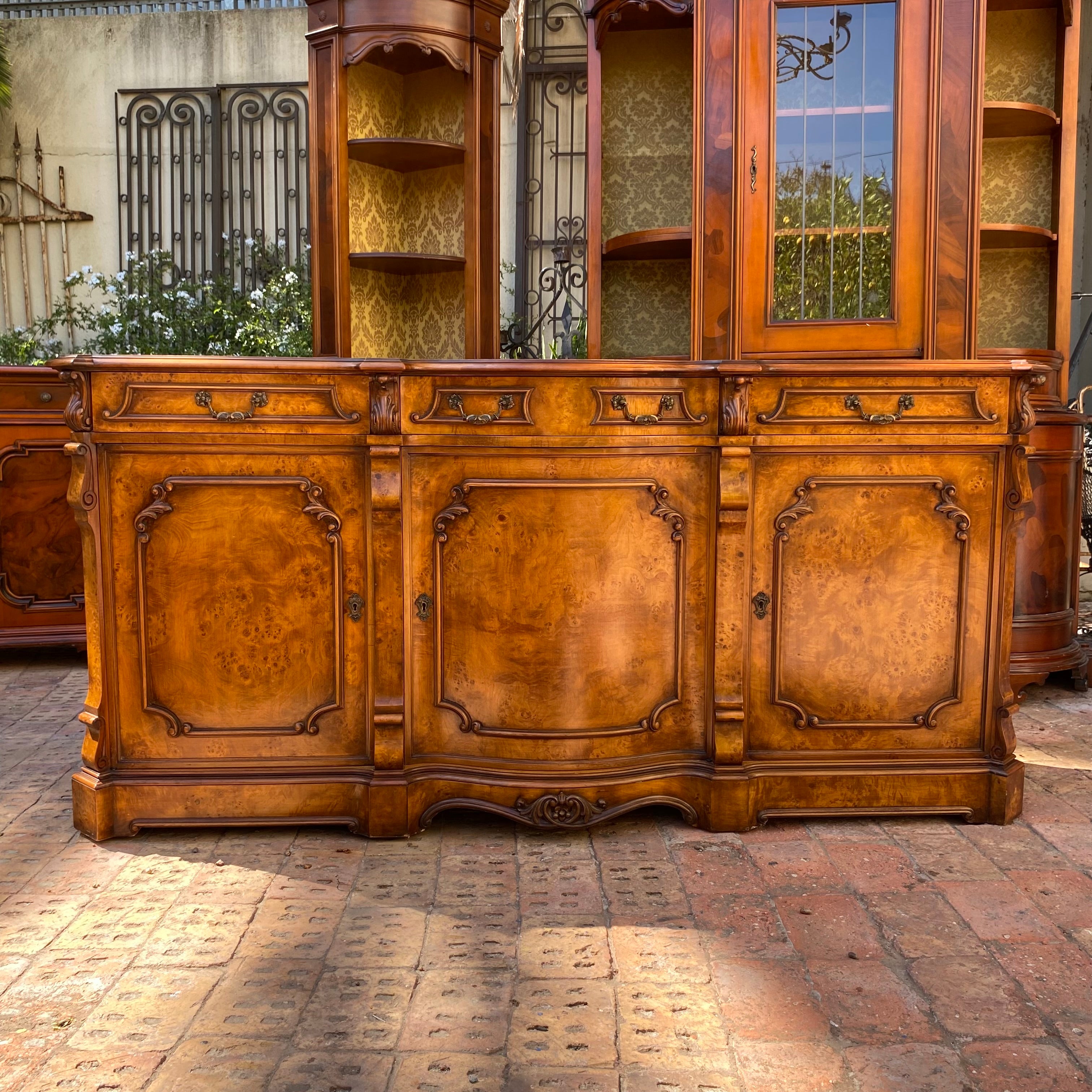 Antique French Burr Walnut Sideboard