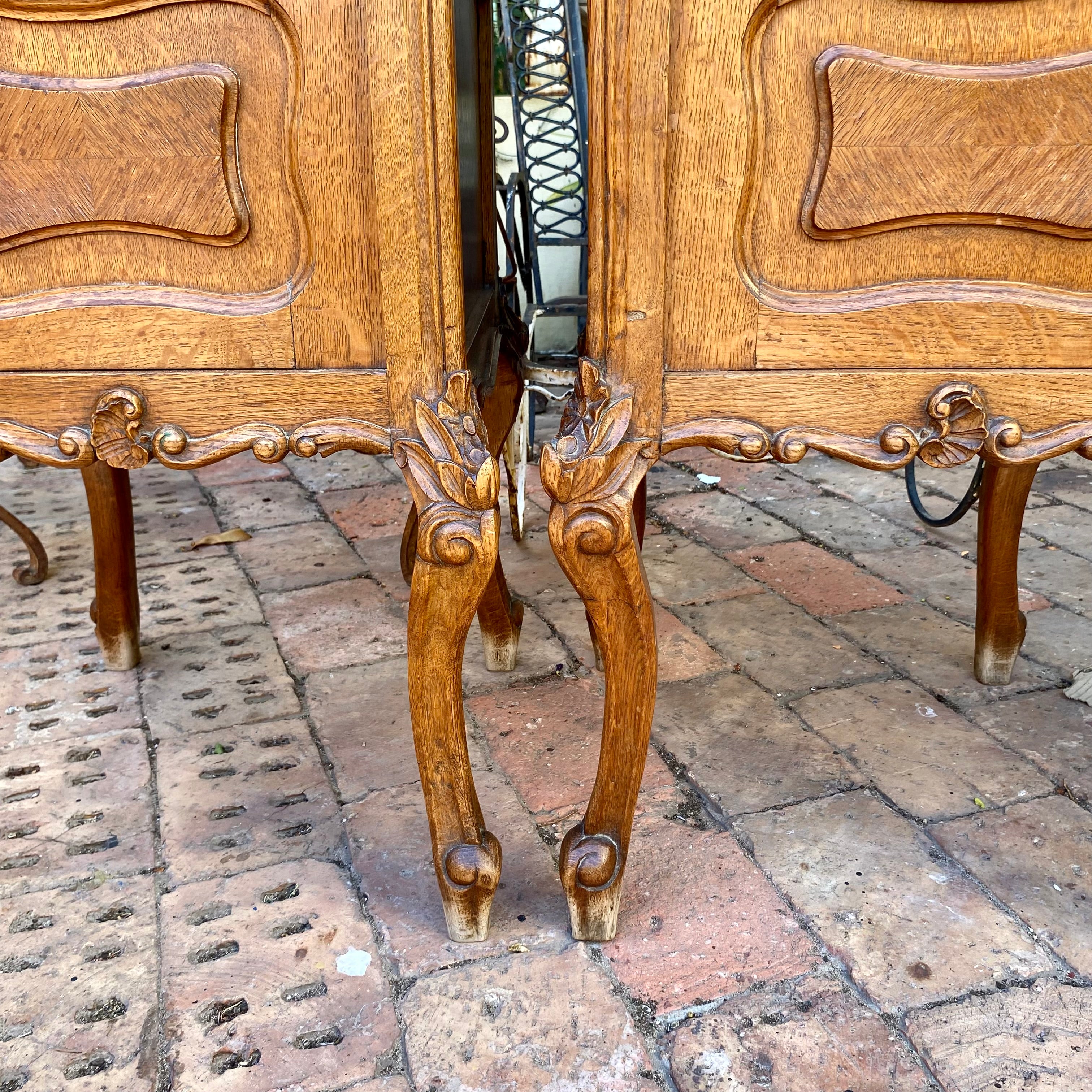 Pretty Pair of Antique Oak French Bedside Pedestals