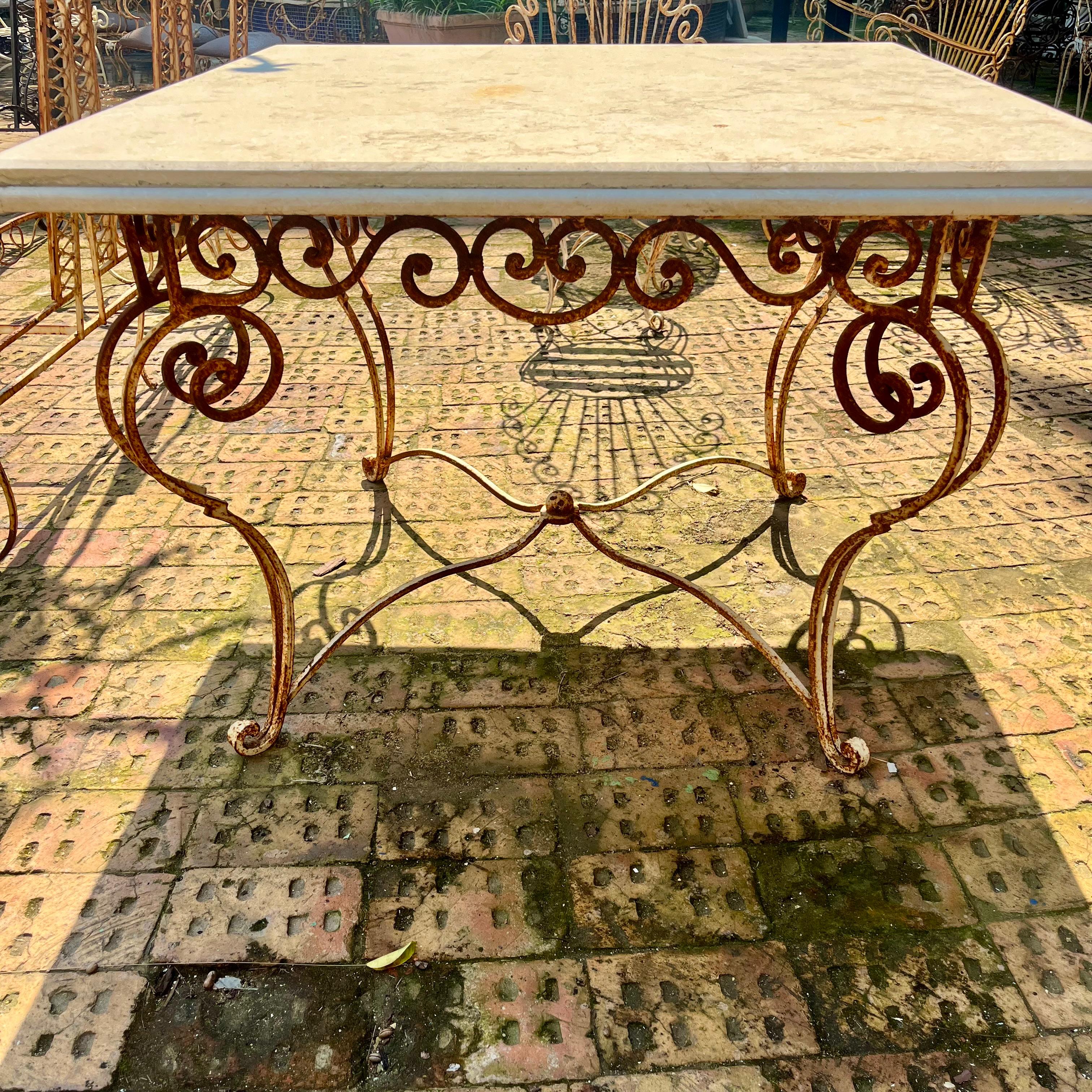 Rustic Wrought Iron Table with Marble Top