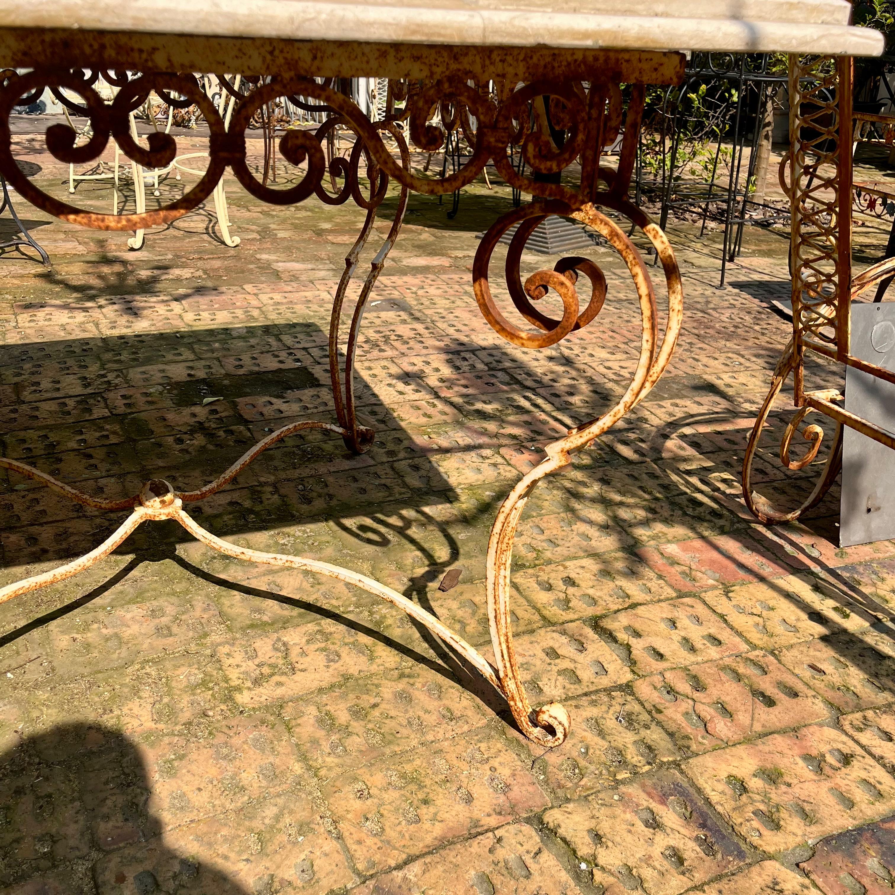 Rustic Wrought Iron Table with Marble Top