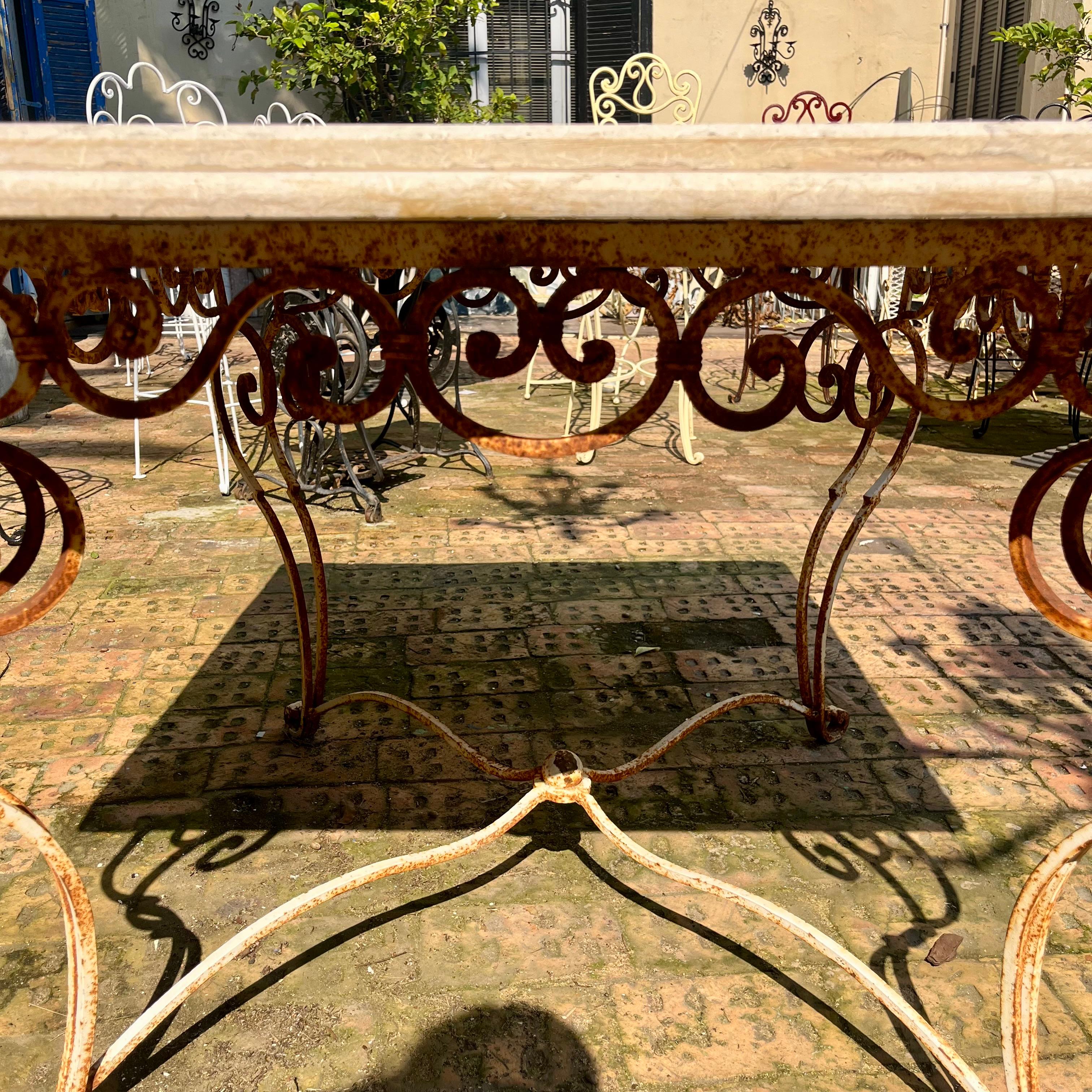 Rustic Wrought Iron Table with Marble Top