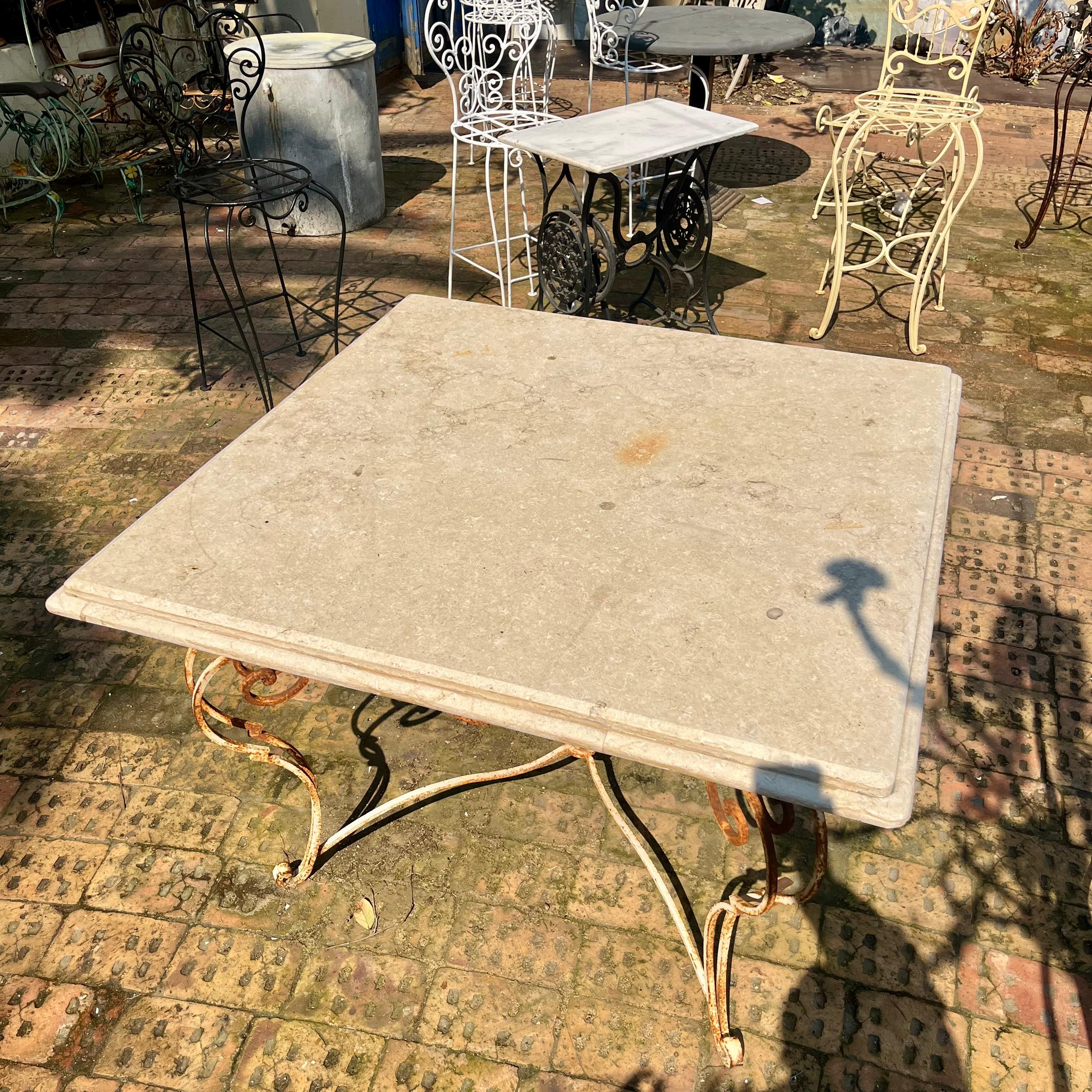 Rustic Wrought Iron Table with Marble Top