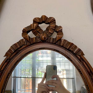 Petite Antique Walnut Oval Mirror