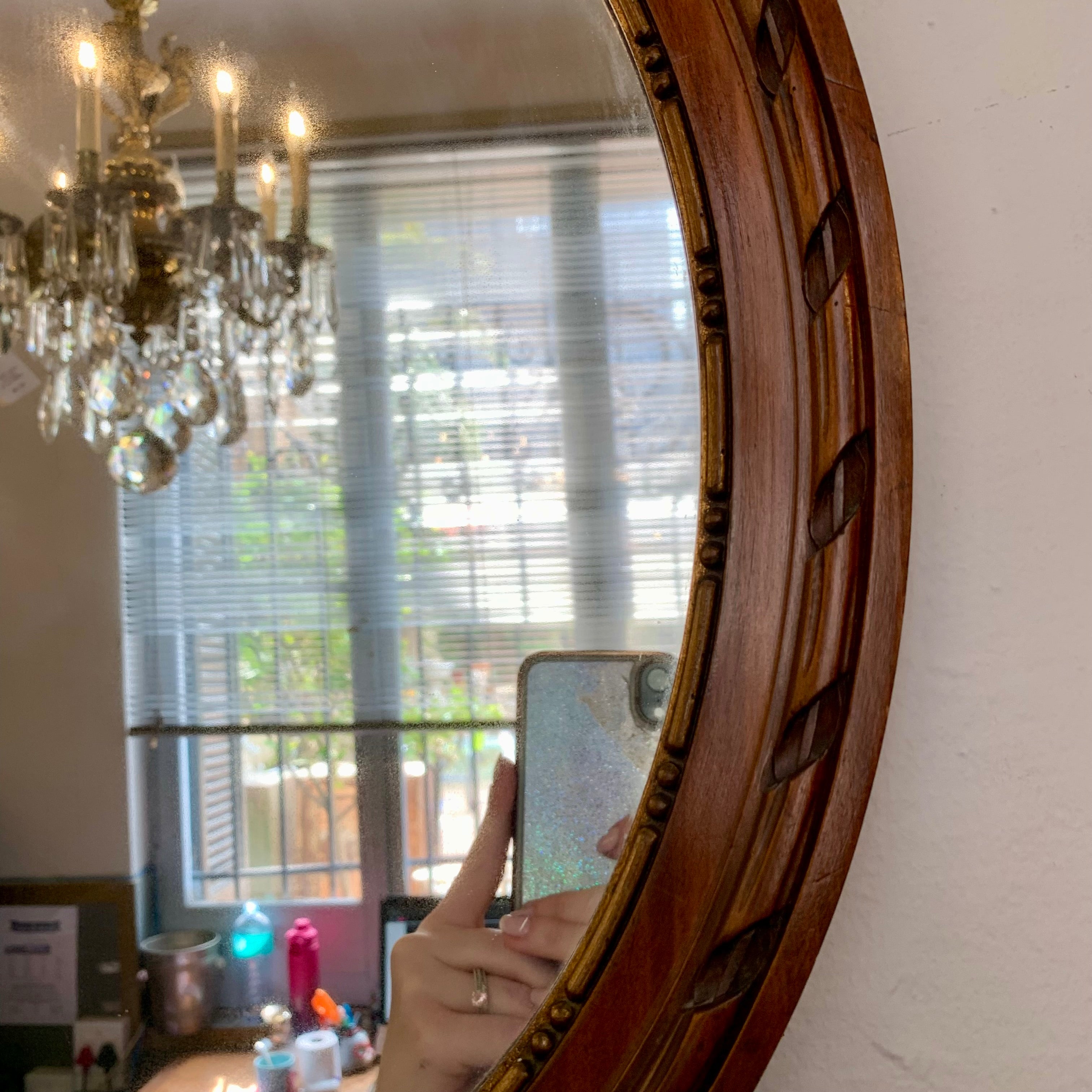 Petite Antique Walnut Oval Mirror